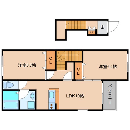 北宇智駅 徒歩5分 2階の物件間取画像